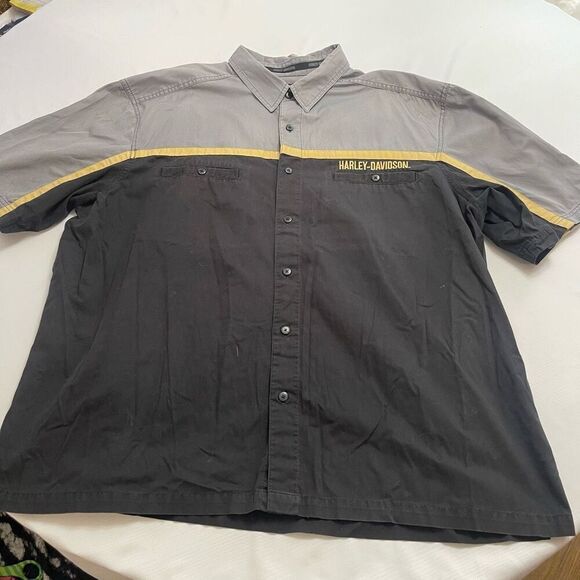 Harley Davidson VTG Men’s Embroidered Grey Button Up Shirt Size 3XL - Picture 1 of 7
